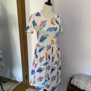 Feather pattern a-line dress